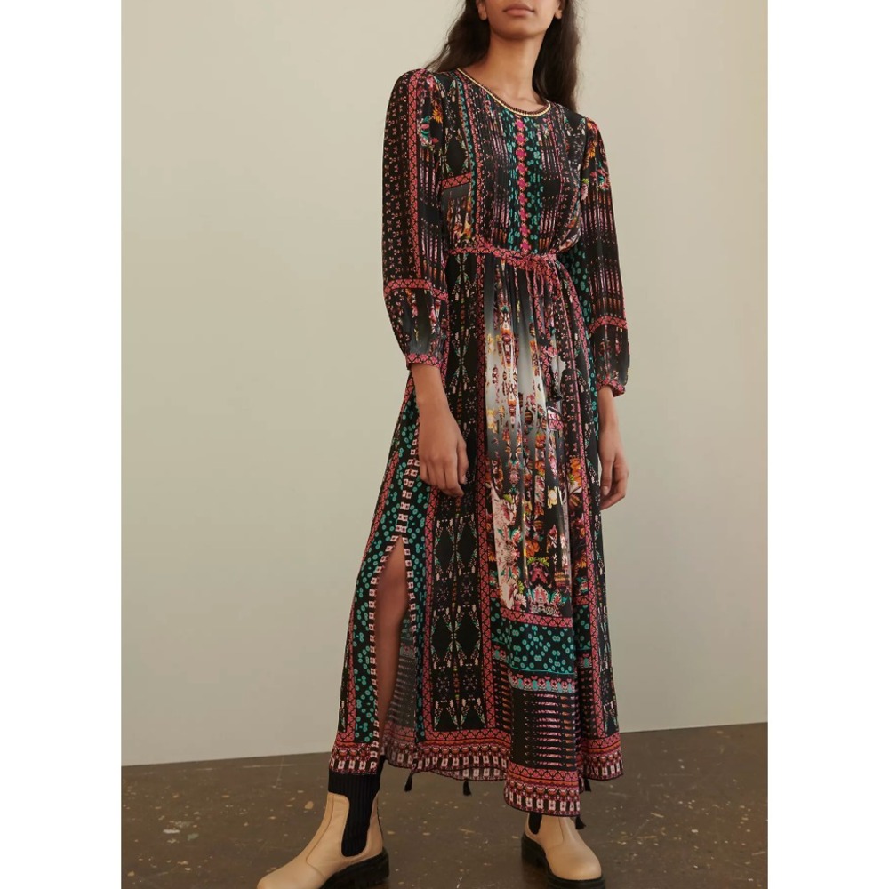 Anthropologie Bhanuni by Jyoti Brenda Maxi Dress Womens Medium Tassel Boho